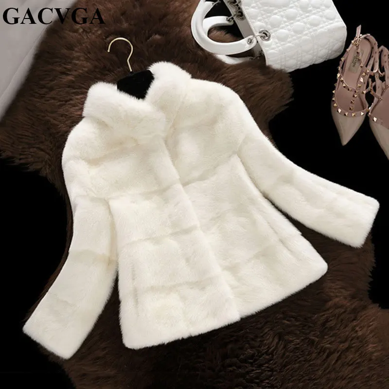 GACVGA 2019 весна зима искусственный Лисий мех пальто тонкий искусственный мех Повседневная теплая куртка Женский Искусственный мех пальто