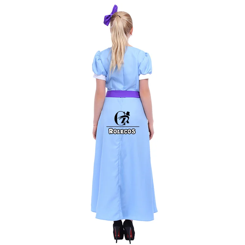 ROLECOS Women's Wendy Peter Pan Blue Long Cosplay Costume Party Dress with Half Sleeves image 4