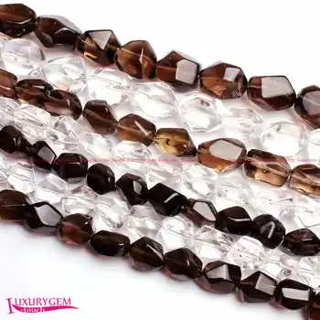 

High Quality Smooth Natural Crystal Quartz Irregular Faceted Shape Gems Loose Beads Strand 15 Inch Jewellery Making wj347