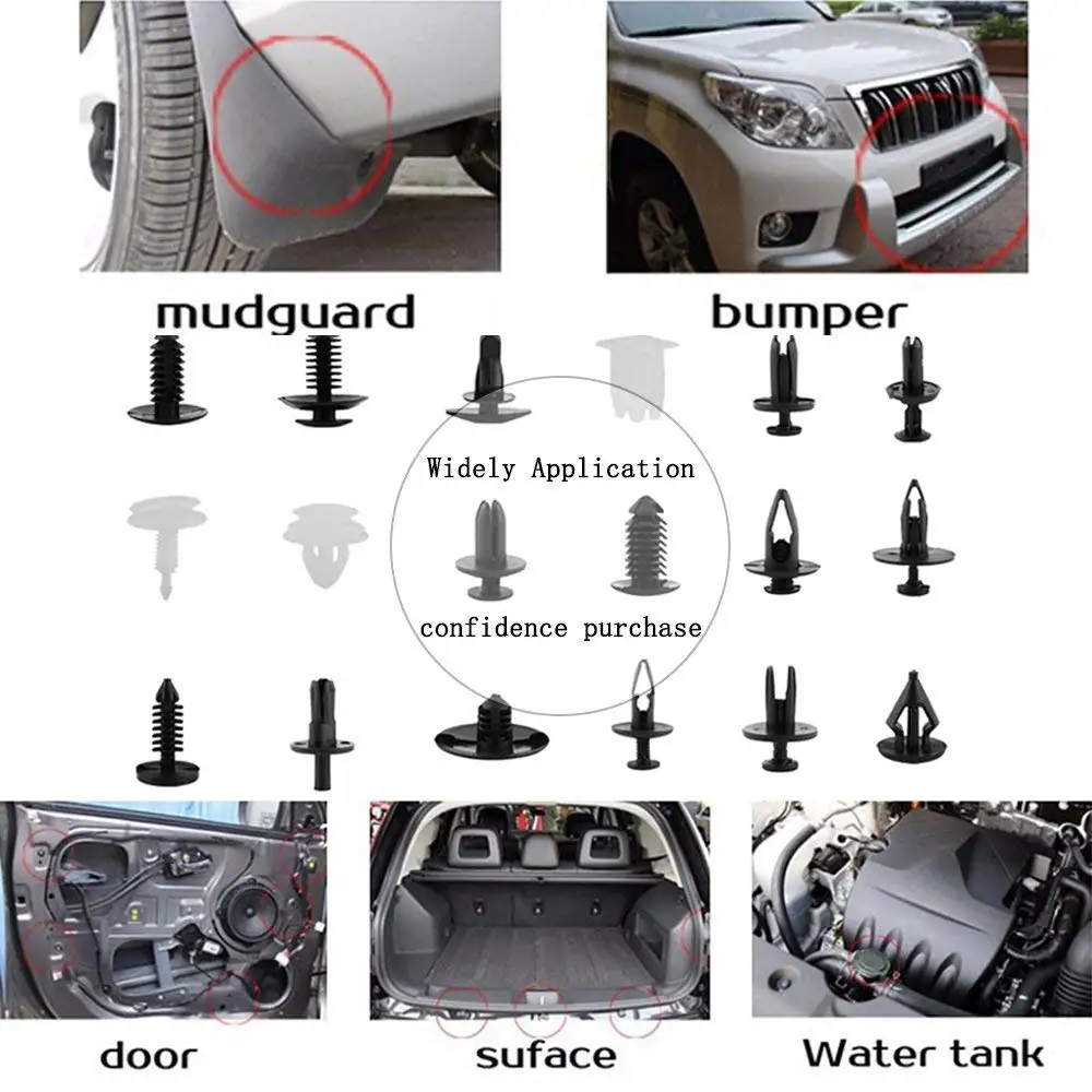 Автомобильные нажимные зажимы, фиксаторы для автомобиля, крепеж для отделки автомобиля, зажимы, набор, самые популярные размеры, автомобильные зажимы для крыла и бампера, зажимы