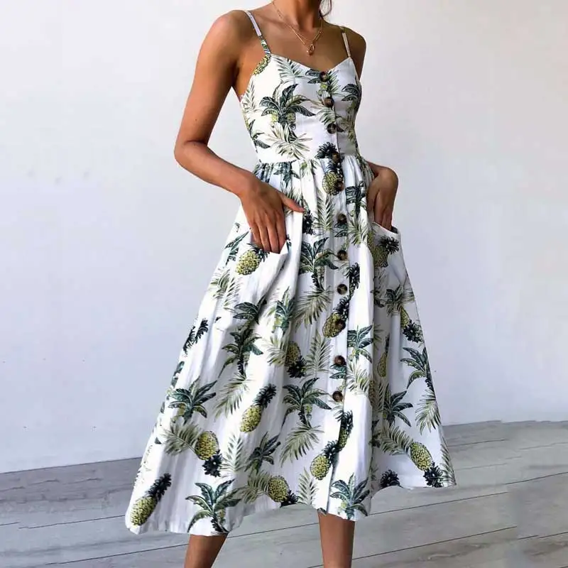 

2019 Women Summer Floral Dress Dots Sexy Beach Boho Dress Female Flower Striped Dress Bodycon Party A Line Dresses For Women