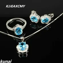 Kjjeaxcmy Fine Jewelry, серебро 925 инкрустация Природный Голубой Топаз установить минималистский бутик от имени серебро