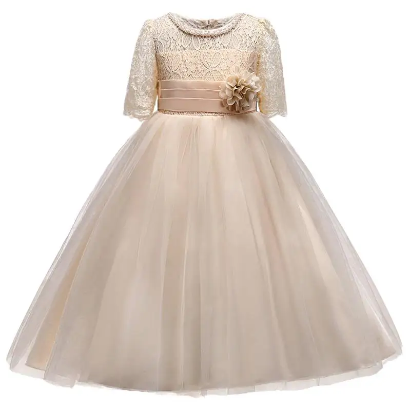 Коллекция года, летнее платье для девочек Vestidos, Детские платья для девочек, одежда торжественное платье принцессы для торжеств Вечерние платья на свадьбу для детей возрастом 4, 6, 10, 12 лет - Цвет: Champagne
