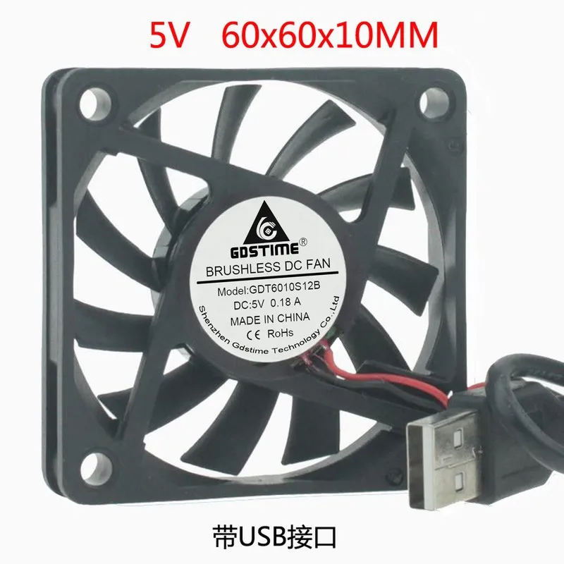 USB немой Новый DC 5 В 6 см 60 мм 60X10 6010 ноутбук Настольный вентилятор охлаждения |