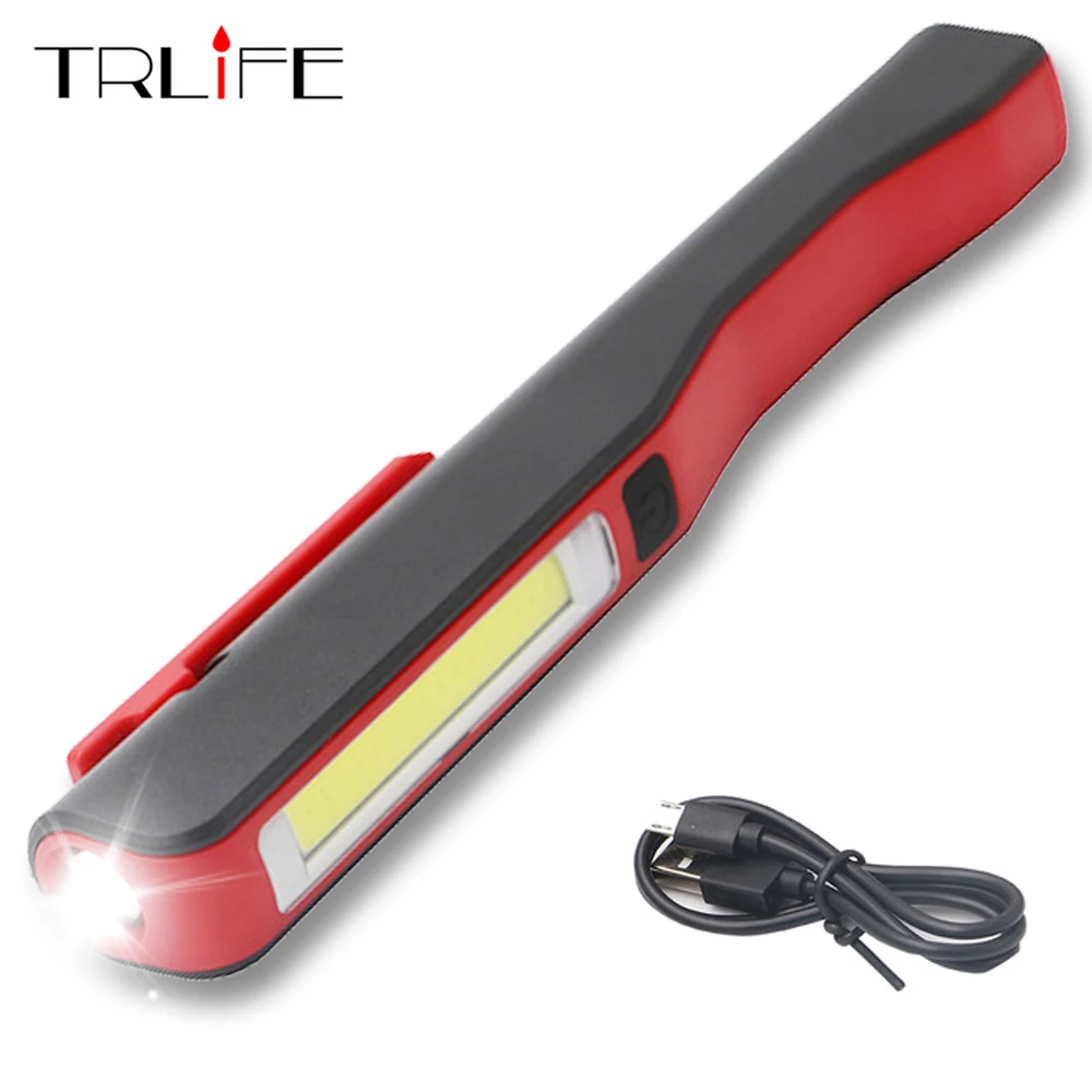 

Rechargeable COB LED Flashlight Work Light Strong Magnetic Rotation Hook Pen Flashlight Camping Mini Light Lamp Torch