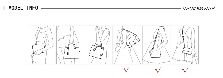 VANDERWAH, летние женские сумки с тремя карманами,, женская сумка через плечо