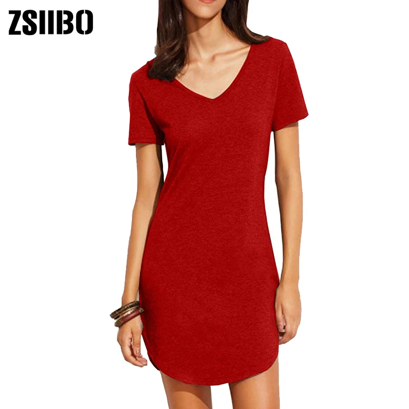 

ZSIIBO 2019 Women's Summer Short Sleee Slim Fit Shirts Mini Dresses Juniors Dress Top drop shipping