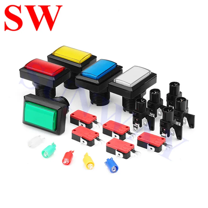 

50*33mm Arcade Push Button with Mircoswitch Illuminated Rectangle Push Button Slot Game Machine Button 5 colors Selection