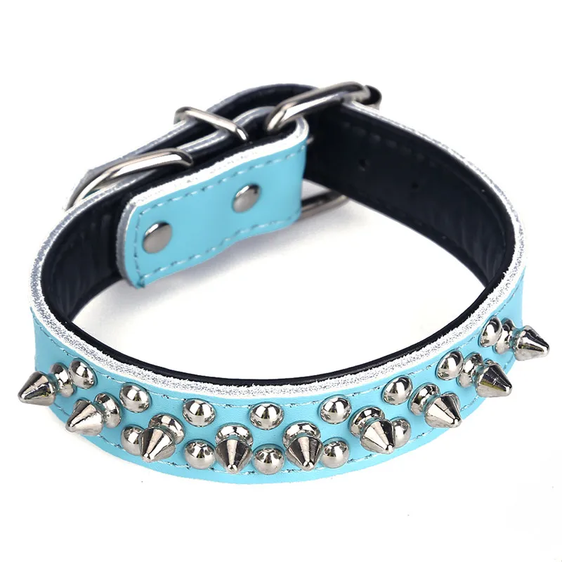 Soft Leather Spiked Dog Collar Round Bullet Studded Doberman Labrador
