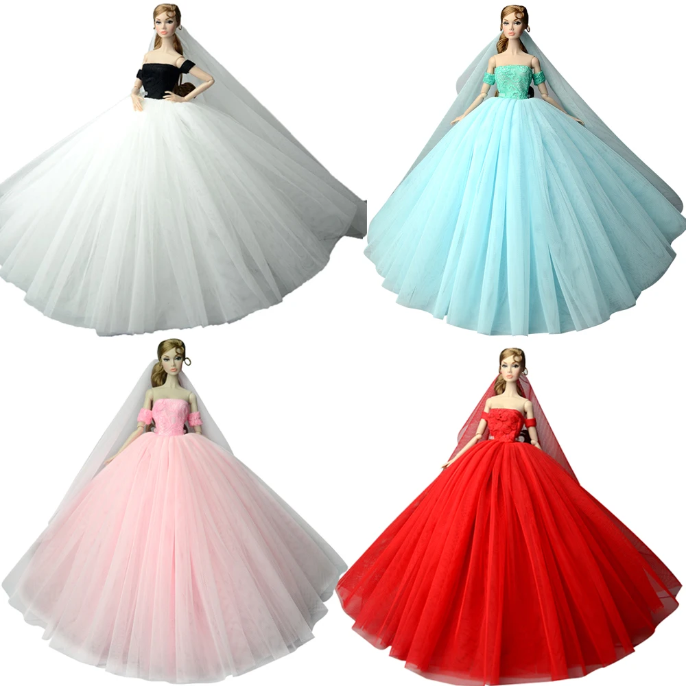 

NK 2019 Newest Princess Doll Dress Costume Elegant Lady Lace Wedding Dress For Barbie Dolls For 1/6 BJD Doll Best Gift Toys JJ
