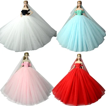 

NK 2020 Newest Princess Doll Dress Costume Elegant Lady Lace Wedding Dress For Barbie Dolls For 1/6 BJD Doll Best Gift Toys JJ