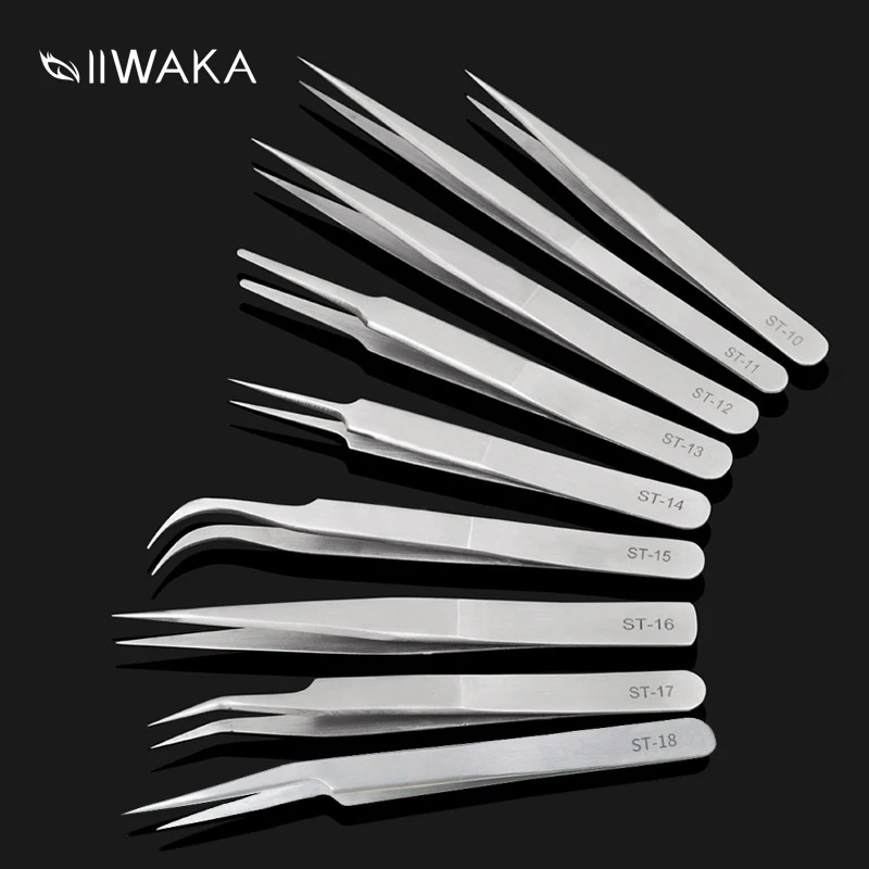 

IIWAKA stainless non-magnetic eyelash extension tweezers,eyelash tweezers pincet,false eyelash tweezers.