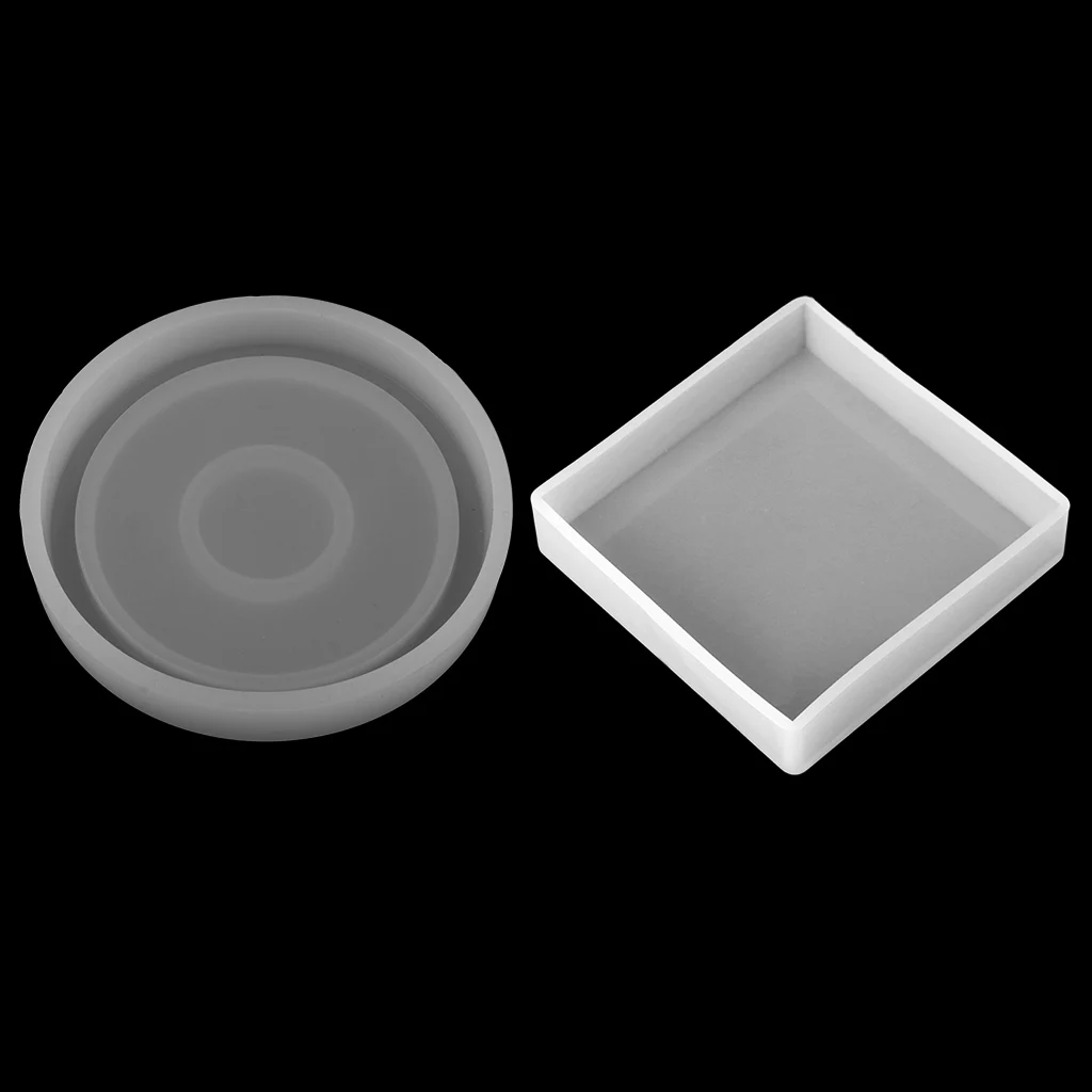 2 sets Silicone Mold Round/Square Mould for DIY Jewelry Coaster, Decorative Crafts Making Supplies for Home Party Decor DIY 