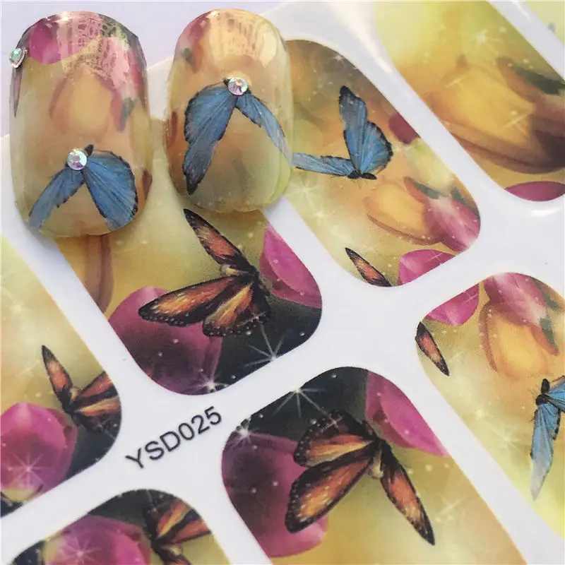 

YWK 1PC Fantasy Plaid / flower / butterfly Nail Art Water Sticker Simple DIY Model Manicure Foils Nail Decorations Nail Tool