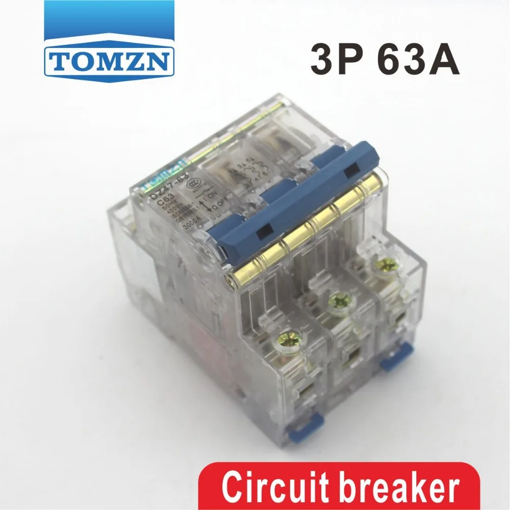 

3P 63A 230/400V~ 50/60HZ Transparent case Mini Circuit breaker MCB safety breakers