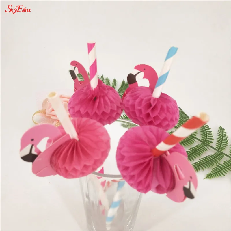 25pcs 3D Flamingo Pink Jungle paper drinking Straws Cocktail decorative straw lot  birthday wedding party decorations 5zSH887 (15)