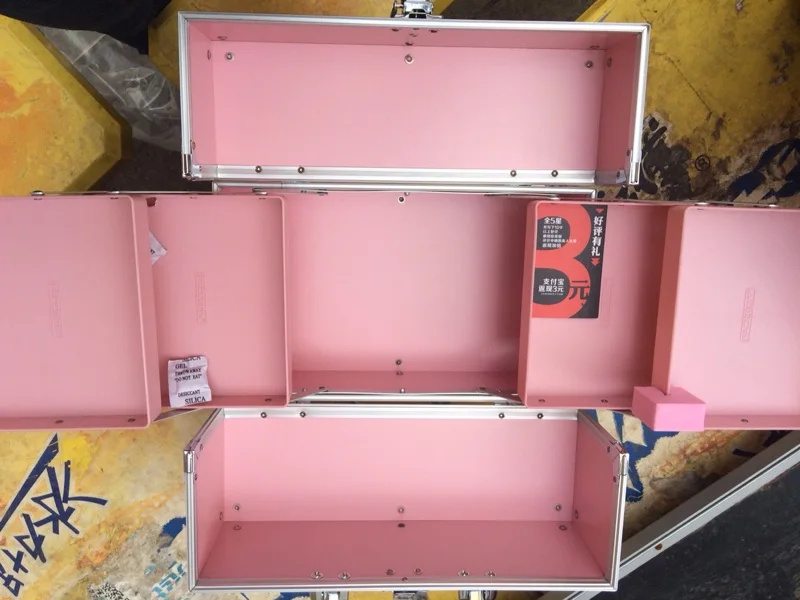 FB101P Facebox Aluminum Case Beauty tool Box Makeup Case with Inner Two Layer Tray PINK 2016 New