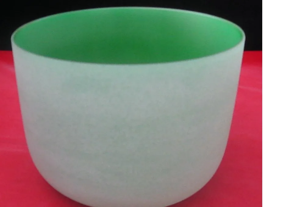 

12" Green Color F# Heart Chakra Frosted Quartz Crystal Singing Bowl with free suede and o-ring