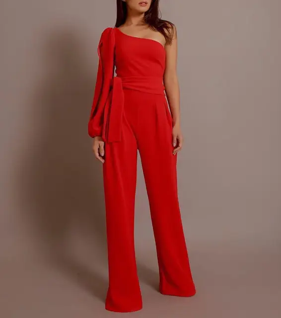 stylish one shoulder long sleeves jumpsuit