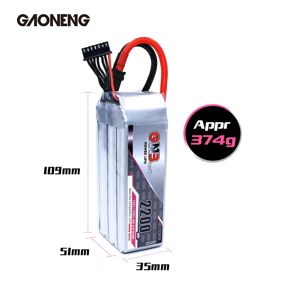 Gaoneng GNB 2200mAh 6S1P 22,2 V 120C/240C Lipo батарея с разъемом XT60 для FPV Дрон Квадрокоптер вертолет БПЛА RC запчасти