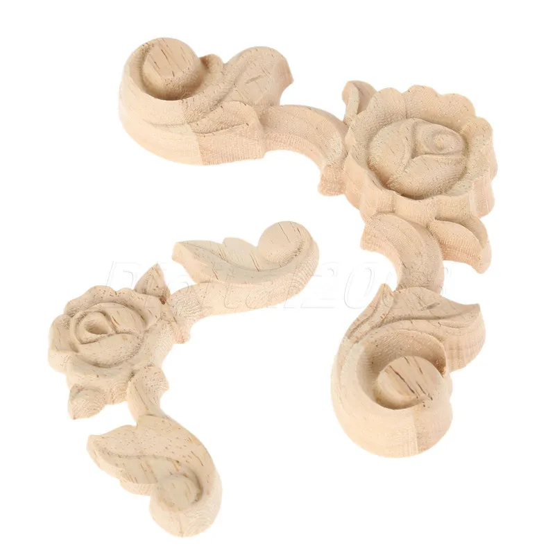 

6*6/10*10CM Wood Carved Corner Onlay Applique Unpainted Frame Door Decal Working carpenter Decoration 1Pcs