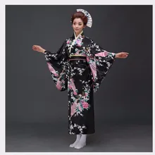Пикантные черные сапоги японский для женщин вечернее платье шелк кимоно из вискозы юката с Оби танцы косплэй костюм цветок один размер