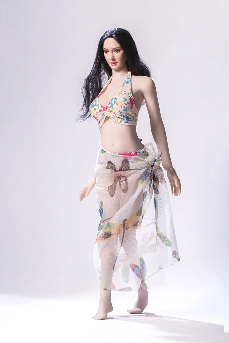 1/6 Scale Сексуальное Женское Платье солдата Bikni комплект из трех предметов юбка в