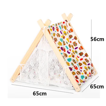 

New Dog Cat House Herringbone Owl Prints Tent Four Seasons General Lovely Shape Suitable For Small Dogs Teddy Pet Product
