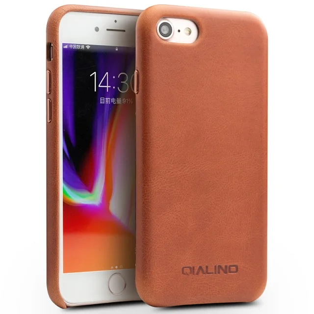 QIALINO, Модный чехол для телефона из натуральной кожи, для iPhone 7, ультра тонкий, ручной работы, ностальгия, задняя крышка для iPhone 7 plus, для 4,7 дюймов - Цвет: Coffee