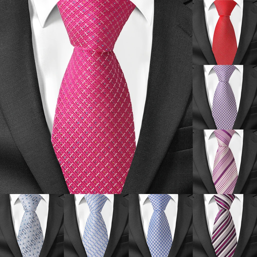 Модный Шелковый галстук для мужчин жаккардовый мужской галстук для свадьбы деловые 8 см широкие клетчатые Галстуки классические костюмы