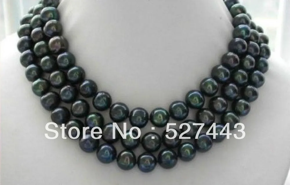 

Wholesale fast natural AA+ 8-9mm black tahitian pearl necklace 50" A
