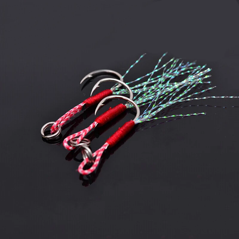 10pcs Gamakatsu fishing hook assist hooks Stainless steel jigging boat jig fish feather rope metal overweight accessory strong