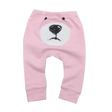 Брюки для новорожденных брюки с принтом розового медведя для маленьких мальчиков и девочек леггинсы для младенцев Детские брюки с поясом одежда для малышей хлопок