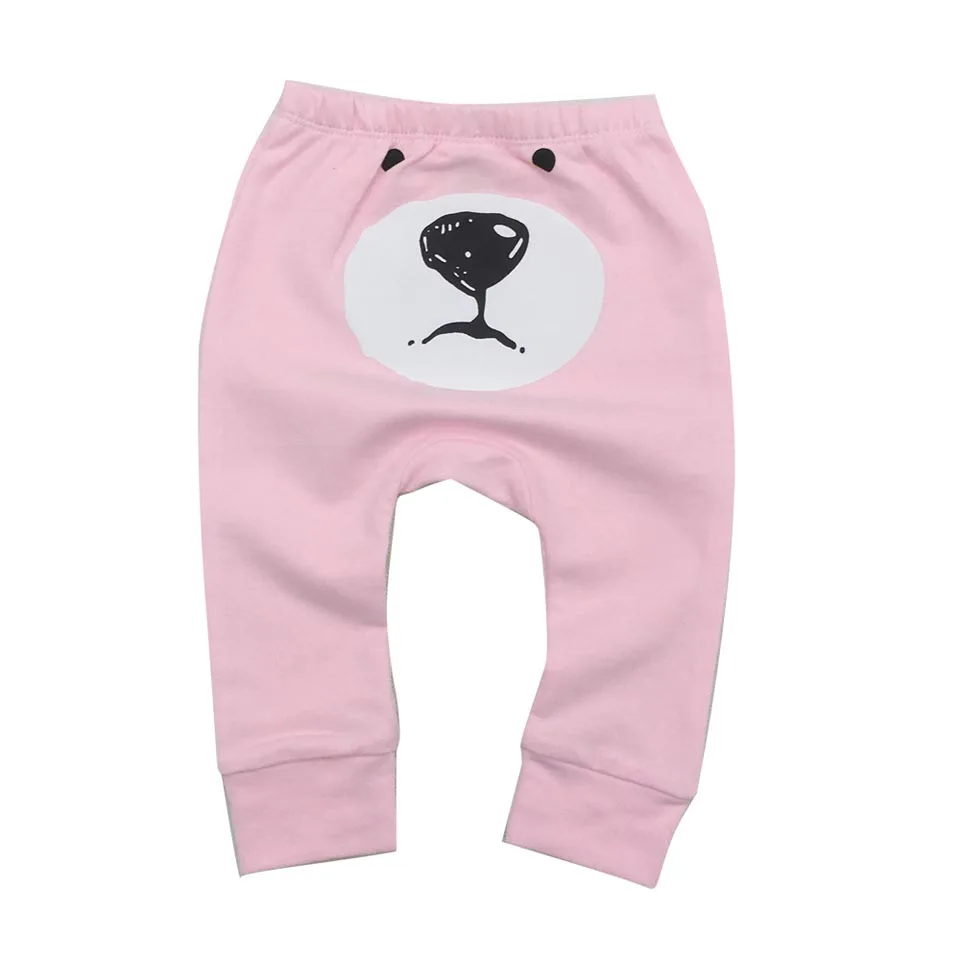 

Newborn Pants pink Bear print baby boys Girl Pants Infant Leggings Waist Kids Trousers Baby Clothes 100% Cotton