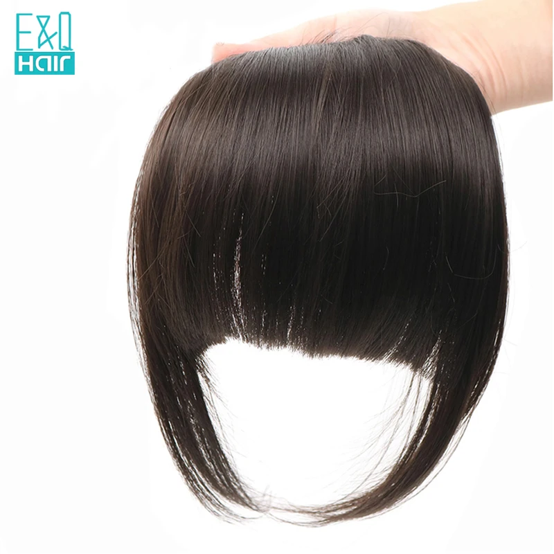 

EQ Hair Brazilian Remy Clip In Straight 100% Human Hair Bangs With Baby Hair Natural Color Fringe Hair