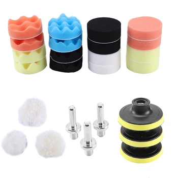 

25Pcs Buffing Pad Set Thread 3 Inch Auto Car Polishing Pad Kit for Car Polisher with M10 Drill Adapter Power Tools Paint Care