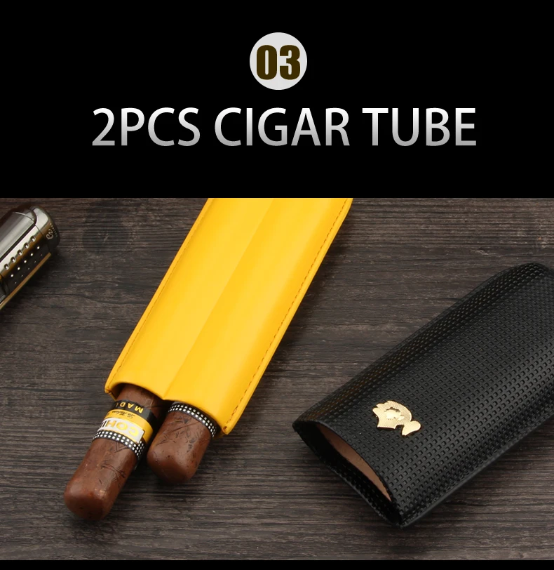 COHIBA кожаный чехол для сигар Humidor портативный карманный 2 трубки держатель дорожный увлажнитель для сигар коробка для хранения аксессуары для сигар W/Подарочная коробка