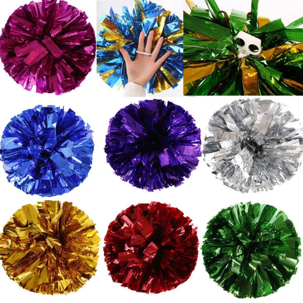 

Hot Sale 1pc Plastic Metallic Foil Plastic Water-resisted Cheerleading Dance Fighting Football Party Decor Handheld Poms Rings