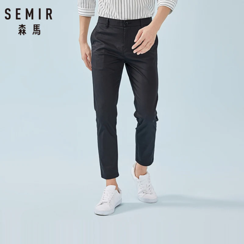 SEMIR мужские укороченные хлопковые брюки Чино супероблегающие облегающие до