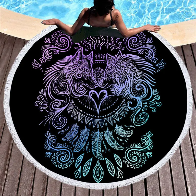 Weiß Badetuch für Erwachsene Mikrofaser Quaste Handtuch Digitale Gedruckt Decke Große Tapisserie Yoga Picknick Matten Frauen Strand Abdeckung Günstig
