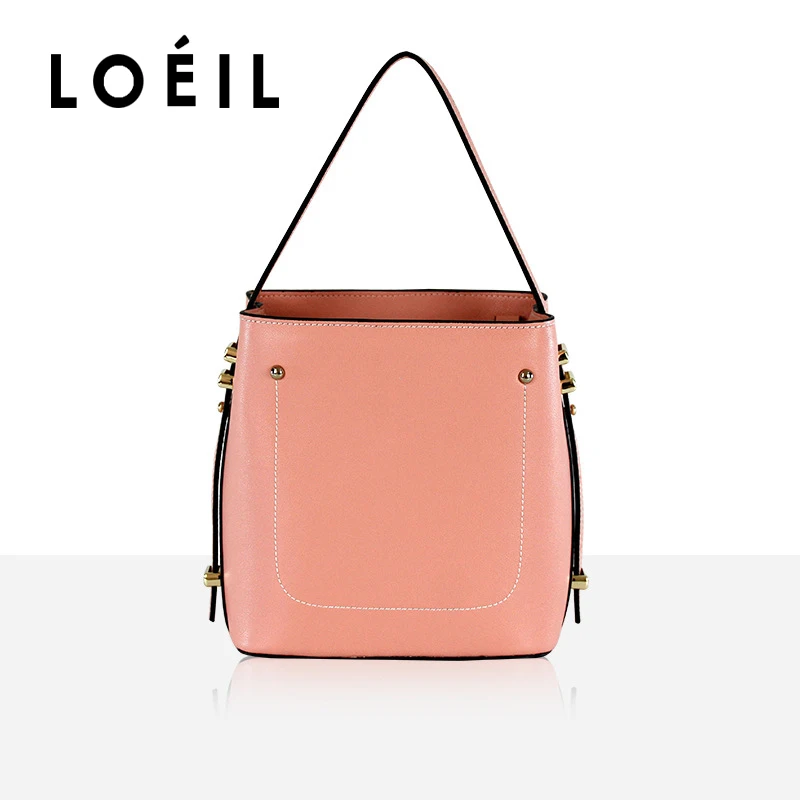 

2018 ladies bag leather material tote bag hand strap shoulder slung Korean casual leather handbag