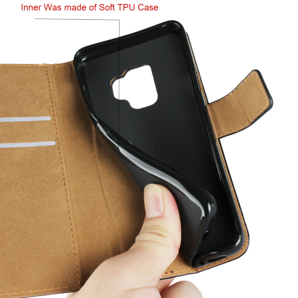 Genuine Leather Wallet Card Slot Flip Case Cover For Samsung Galaxy S9 S9 Plus Phone Bag Pouch Capa With Kickstand Coque For S9 7