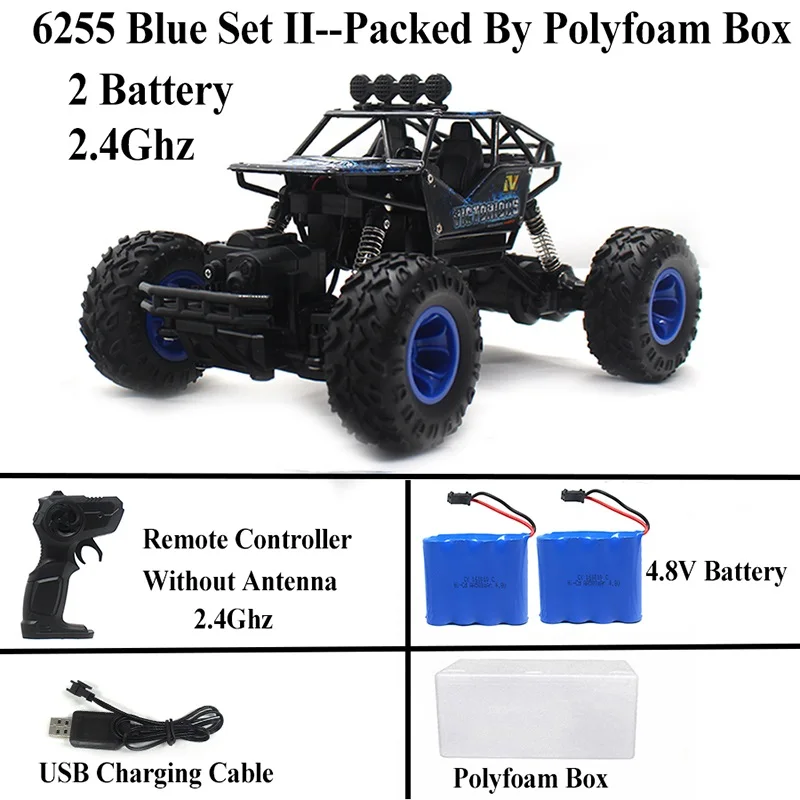 Новое поступление, Радиоуправляемый автомобиль, 1:16, рок-гусеничный, 4WD Электрический Радиоуправляемый автомобиль для мальчиков, детский подарок, 6255 - Цвет: 6255-Blue Set 2