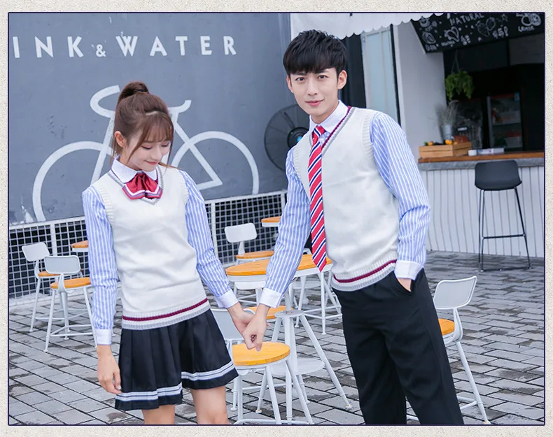 Ученическая школьная форма V воротник свитера жилет школьная Униформа школьная форма для японской средней школы моды равномерное класса с