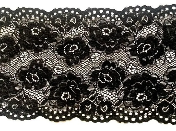 

13cm high quality Black elastic jacquard FLOWER lacetrims,soft and elegant lace trimming,XERY-YXF11