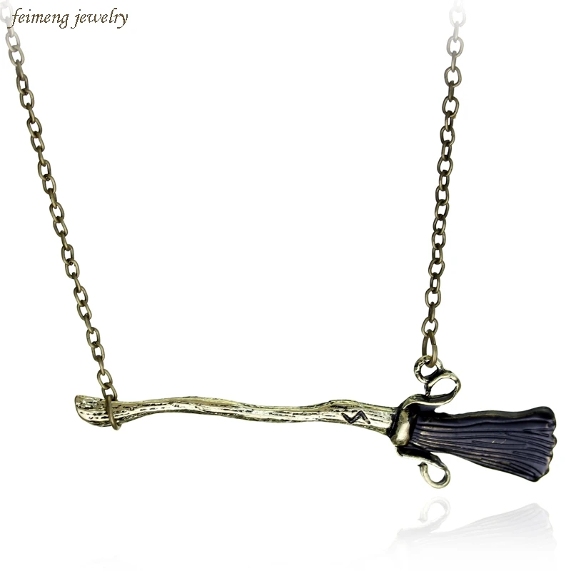 

Hot Sale Movie Jewelry The Deathly Hallows Perak Necklace Magic Broom Pendant Necklace For Men And Women Wholesale