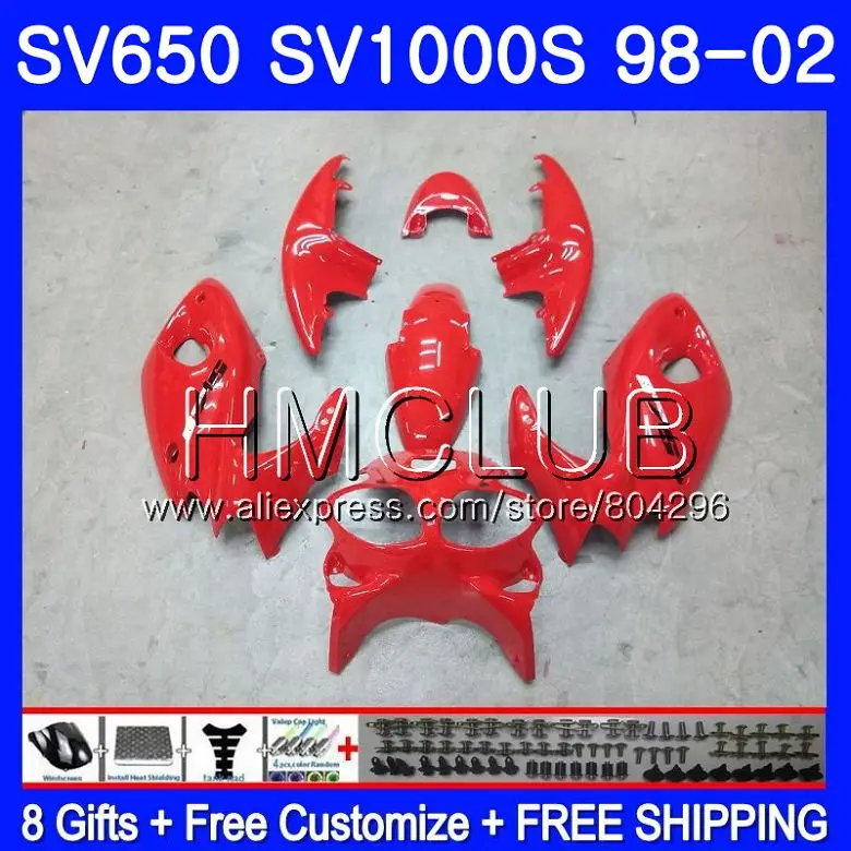 Глянцевый красный обтекатель для SUZUKI SV650S SV400S SV1000S 98 99 00 01 02 29HM. 2 SV 650 S 400 S 1000 S SV400 S 1998 1999 2000 2001 2002 - Цвет: No. 1