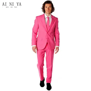 

Newest Custom Made Hot Pink Men Wedding Prom Suits Slim Fit 2 Pieces Tuxedos Best Man Morning Suit Groom Wear Jacket+Pants