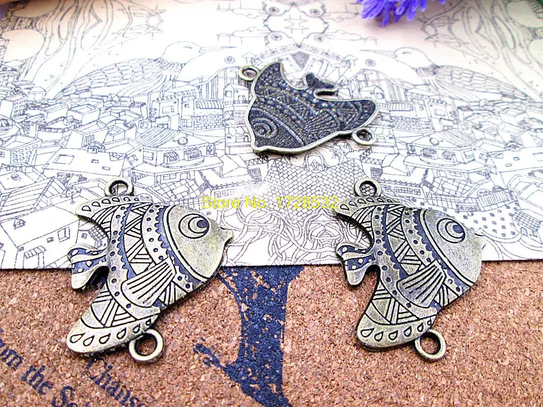 

8pcs--37*30mm antique bronze big fat fish charms pendants