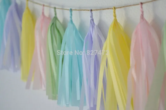100pcs 14 mixed pastel colors 17gsm tissue paper tassels garland